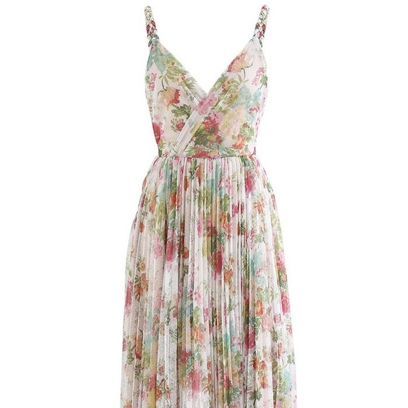 Chicwish “Spring Break” Wrap Pleated Mesh Dress - Picture 3 of 11